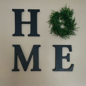 Die Cut "Home” With Faux Greenery Wreath